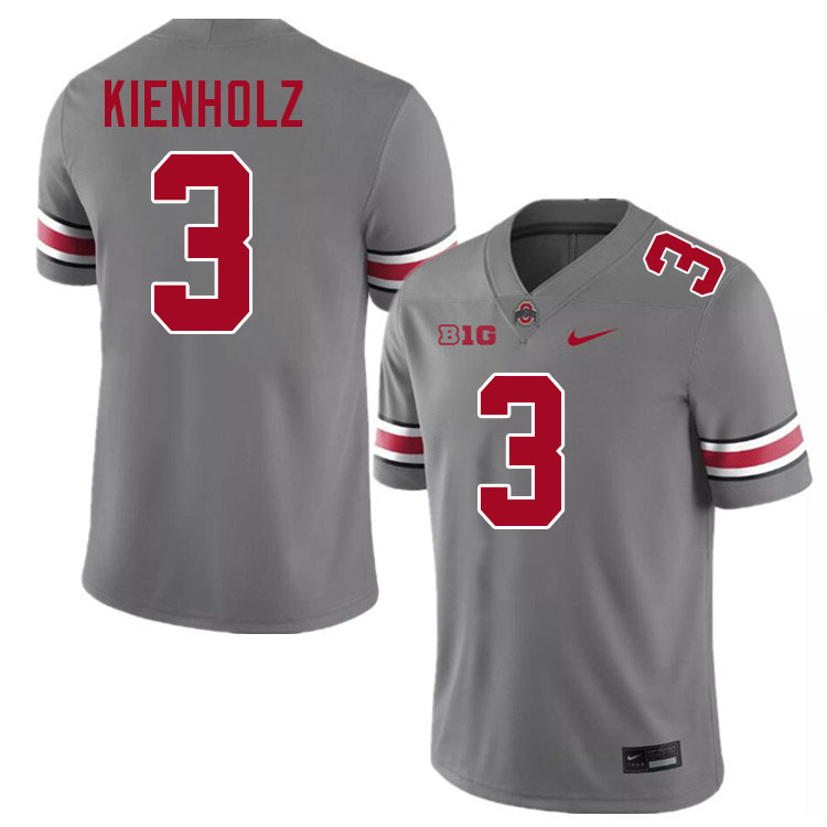 Men #3 Lincoln Kienholz Ohio State Buckeyes College Football Jerseys Stitched-Grey